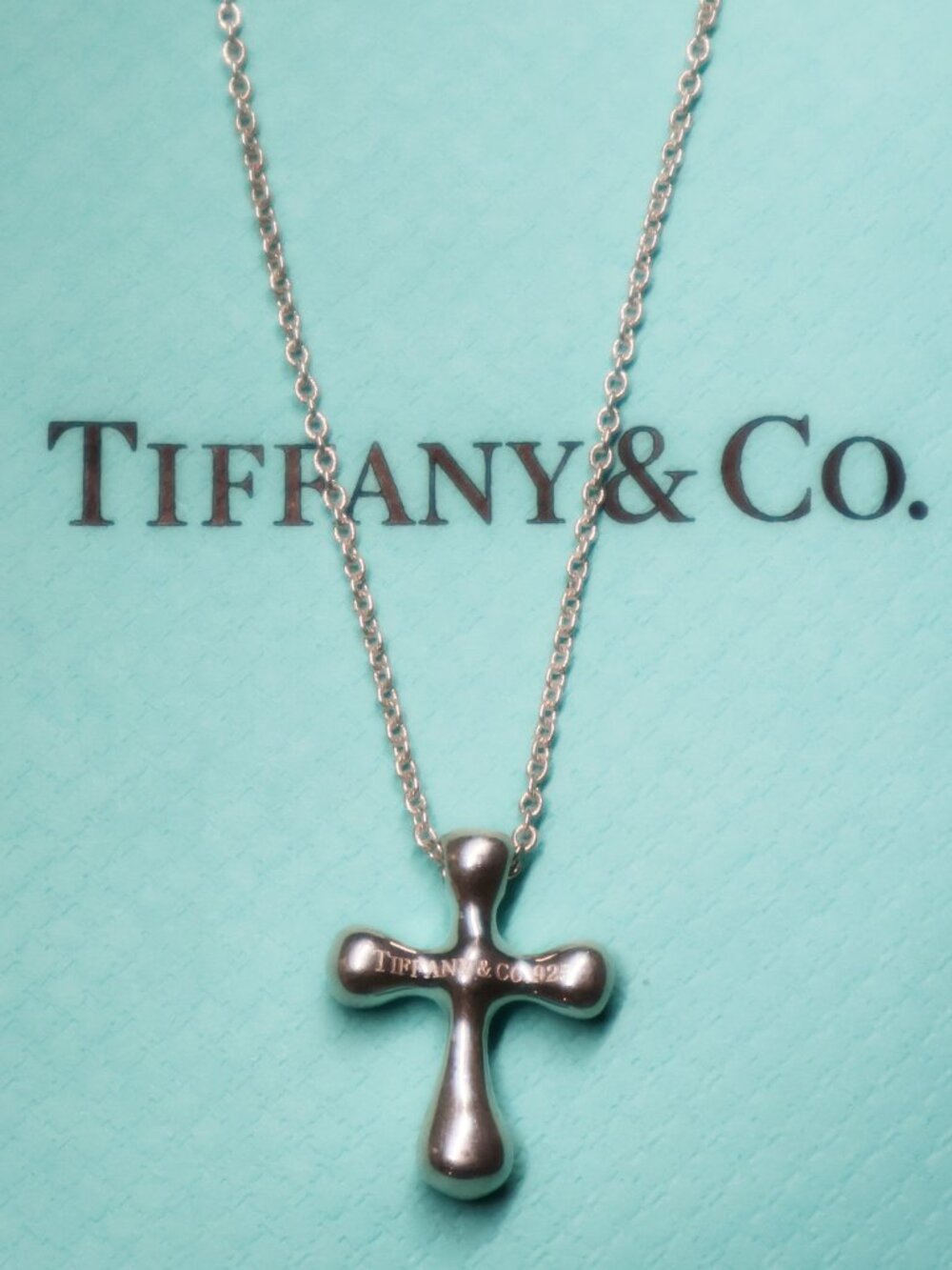 Tiffany & Co. Elsa Peretti Cross Pendant on 17" Chain